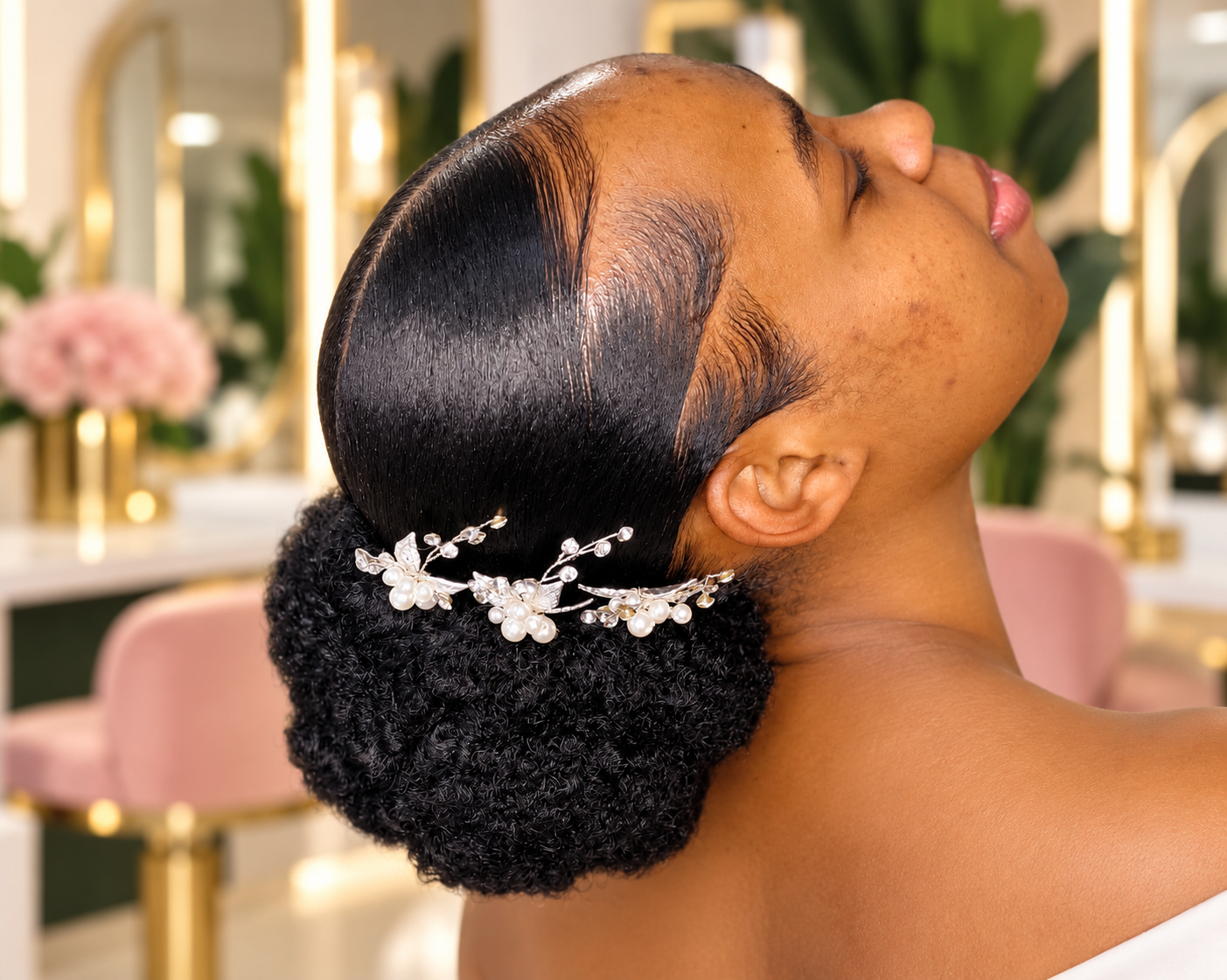 Elegant bridal hairstyle with hair accessories
